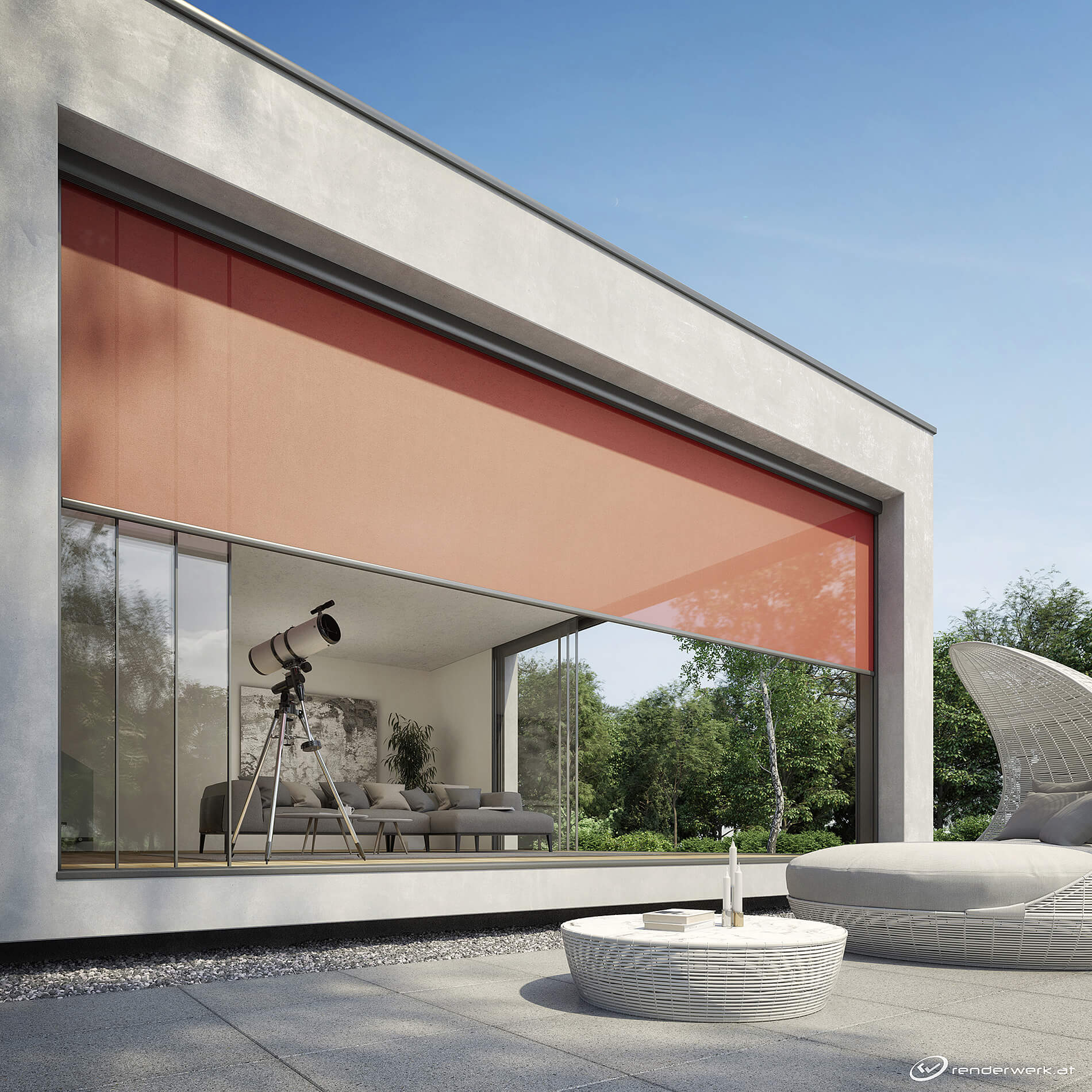 Red Flag 3d Produkt Rendering Markise Sonnenschutz