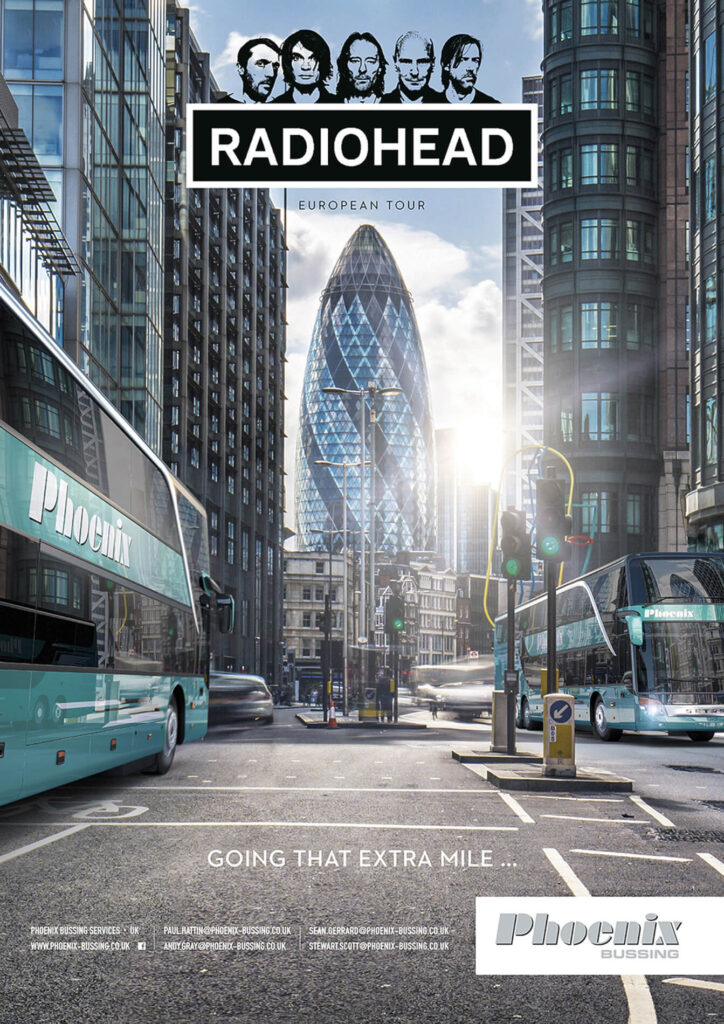 Radiohead Phoenix 3D Produktrendering Tourbus England London